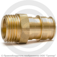Муфта аксиальная латунная для PE-X труб Дн 16-3/4" НР (НАР) GX107 Giacomini