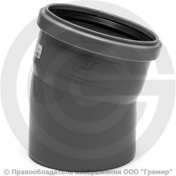 Отвод PP-H серый Дн 110 15гр б/нап в/к VALFEX