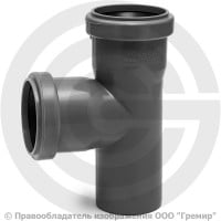 Тройник PP-H серый Дн 50-50 87гр б/нап в/к RTP (РосТурПласт) 2