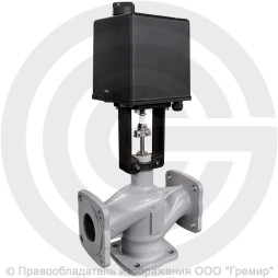 Клапан регулирующий трехходовой смесительный стальной фланцевый на пар Ду-40 Ру-25 Kvy=25м3/ч с электроприводом LEA-1200 220В с датчиком 4-20mA Энерготехномаш