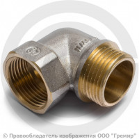 Уголок (угольник) латунный ВР-НР (ВН-НАР) Ду-20 (3/4") никель Aquasfera.