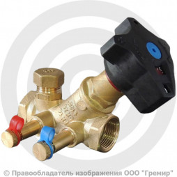 Клапан балансировочный ручной латунный муфтовый Ду-50 Ру-16 ВР (ВН) Kvs=35.86м3/ч с измерительными ниппелями STAD.BY-1 Цветлит