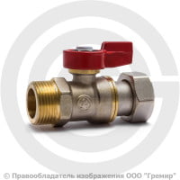 Кран латунный Ду-15 (1/2") Ру-16 НР-Накидная гайка флажок Giacomini R254