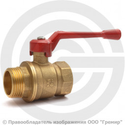 Кран латунный Ду-25 (1") Ру-40 ВР-НР (ВН-НАР) полнопроходной рычаг БАЗ 11б27п1 А31
