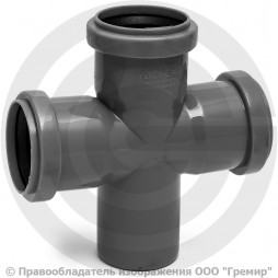 Крестовина PP-H одноплоскостная серая Дн 50-50-50 87гр б/нап в/к RTP (РосТурПласт) 2