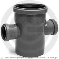 Крестовина PP-H одноплоскостная серая Дн 110-110-50 87гр б/нап в/к RTP (РосТурПласт) 2