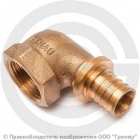Угольник аксиальный бронзовый для PE-X труб Дн 16-1/2" ВР (ВН) RAUTITAN RX+ Rehau