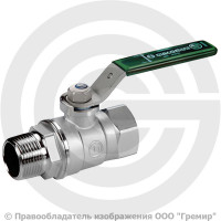 Кран латунный Ду-10 (3/8") Ру-42 ВР-НР (ВН-НАР) хром зеленый рычаг Giacomini R254WL