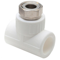 Тройник PP-R комбинированный белый с накидной гайкой Дн 20-3/4" RTP (РосТурПласт)