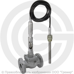 Регулятор температуры прямого действия РТПД чугунный фланцевый Ду-50 Ру-16 Kvy=40м3/ч с термосистемой ТС-3 Энерготехномаш
