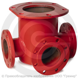Тройник с пожарной подставкой фланцевый ППТФ стальной Ду 350-100 Ру-10 КЗСД