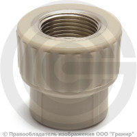 Муфта PP-R комбинированная серая ВР (ВН) Дн 20-1/2" Pro Aqua
