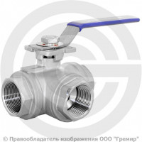 Кран нержавеющий AISI 316 (CF8M) трехходовой L-тип Ду-8 (1/4") Ру-40 ВР (ВН) муфтовый NK-BTl8/6