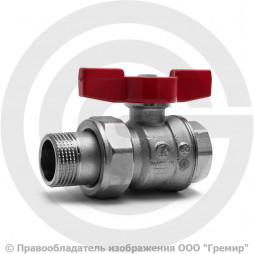 Кран латунный Ду-20 (3/4") Ру-40 ВР-"Американка" никель полнопроходной бабочка Itap Ideal 098