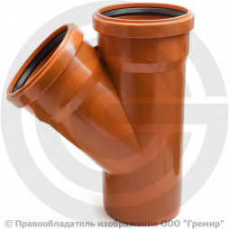 Тройник НПВХ (ПВХ) с раструбом коричневый Дн 200-200 45гр б/нап в/к Ostendorf KGEA