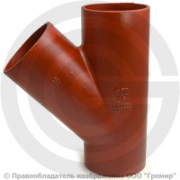 Тройник чугунный безраструбный SML Ду 50-50 45гр Китай