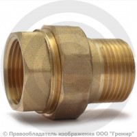 Американка (соединитель) латунная прямая ВР-НР (ВН-НАР) Ду-25 (1") уплотнение под гайкой по плоскости STOUT