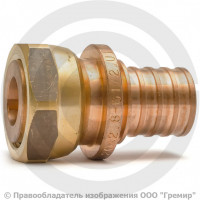 Соединитель аксиальный бронзовый для PE-X труб Дн 20-3/4" под плоское уплотнение с накидной гайкой RAUTITAN RX+ Rehau