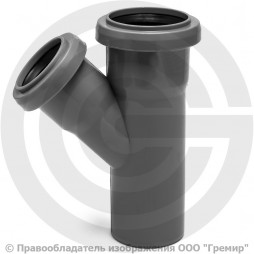 Тройник PP-H серый Дн 40-40 45гр б/нап в/к VALFEX