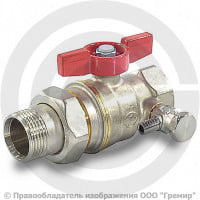 Кран латунный со спускником Ду-20 (3/4") Ру-42 ВР-"Американка" никель бабочка Giacomini R919S