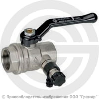 Кран латунный со сливным клапаном Ду-40 (1 1/2") Ру-25 ВР (ВН) никель рычаг Bugatti серия 330