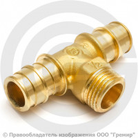 Тройник аксиальный латунный для PE-X труб Дн 20-3/4"-20 НР (НАР) РОС