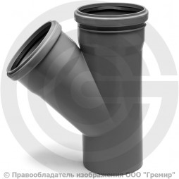 Тройник PP-H серый Дн 110-110 45гр б/нап в/к VALFEX
