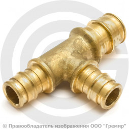 Тройник аксиальный латунный переходной для PE-X труб Дн 25-16-20 GX151 Giacomini