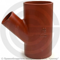 Тройник чугунный безраструбный SML Ду 125-100 45гр Китай