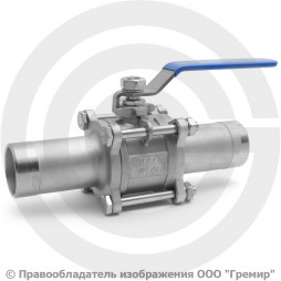 Кран нержавеющий AISI 304 (CF8) трехсоставной под приварку Ду-40 (1 1/2") Ру-40 NK-BE40/4