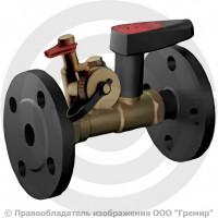 Клапан балансировочный ручной латунный фланцевый Ду-32 Ру-16 Kvs=13.2м3/ч с измерительными ниппелями с дренажём Venturi FODRV Broen