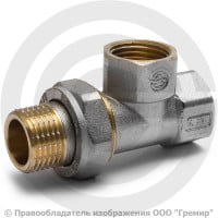 Тройник латунный ВР-Накидная гайка Ду-15 (1/2") никель Aquasfera