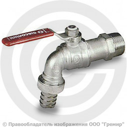 Кран латунный водоразборный Ду-15 (1/2") Ру-10,5 НР-Штуцер рычаг Giacomini R621