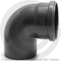 Отвод НПВХ (ПВХ) с раструбом серый Дн 50 87гр б/нап в/к ТУ 6-49-33-92 Хемкор