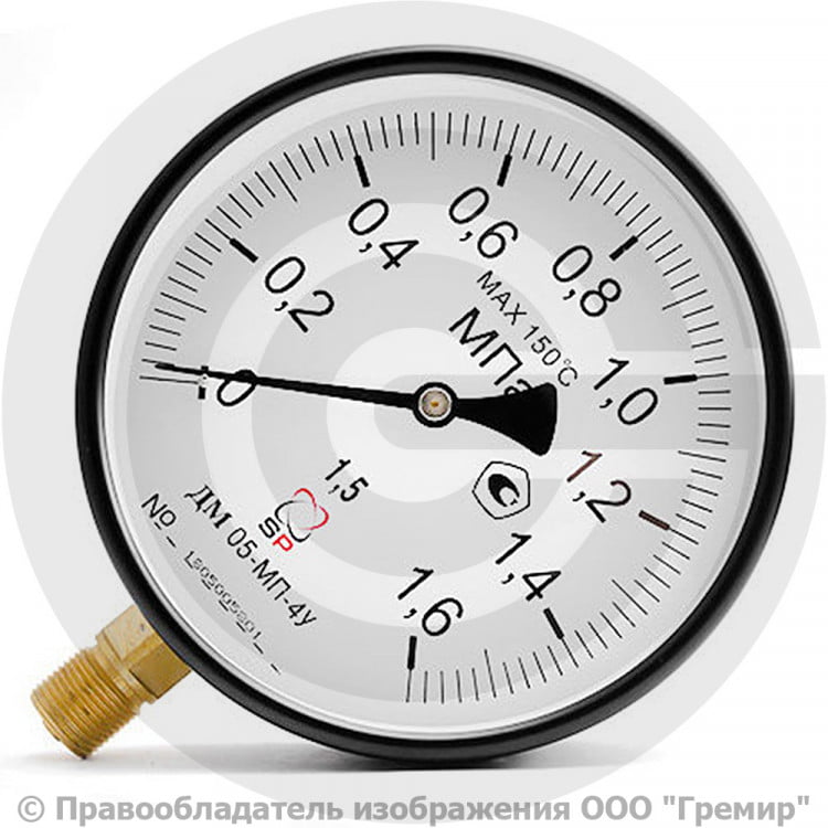 Манометр ДМ 05-МП-4У, 160 мм, 0-16 (0-1,6 МПа), 1.5, М20х1,5 купить в ...