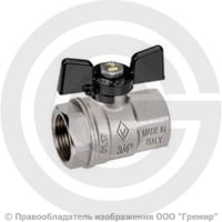 Кран латунный Ду-25 (1") Ру-30 ВР (ВН) никель бабочка Bugatti серия 912