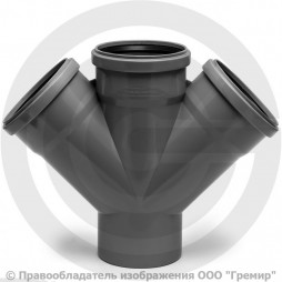 Крестовина PP-H одноплоскостная серый Дн 110-110-110 45гр б/нап в/к VALFEX