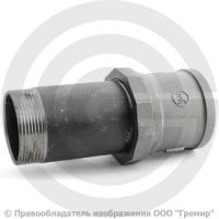 Сгон в сборе стальной L=150мм Ду-50 (2") в комплекте с чугунной муфтой и контргайкой КАЗ