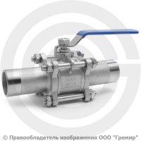 Кран нержавеющий AISI 316 (CF8M) трехсоставной под приварку Ду-32 (1 1/4") Ру-40 NK-BE32/6