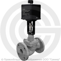 Клапан регулирующий двухходовой чугунный фланцевый Ду-100 Ру-16 Kvy=160м3/ч с электроприводом LEA-2500 24В с датчиком 4-20mA 25ч945нж Энерготехномаш