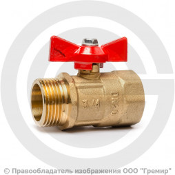 Кран латунный Ду-15 (1/2") Ру-16 ВР-НР (ВН-НАР) бабочка ГАЛЛОП ПРАКТИК 131