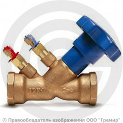 Клапан балансировочный ручной бронзовый муфтовый Ду-20 Ру-25 ВР (ВН) Kvs=4.3м3/ч с измерительными ниппелями серии VIR9505 АДЛ