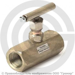 Клапан запорный игольчатый (вентиль) стальной муфтовый Ду-6 Ру-16 ВР (ВН) (Т<300°С) 15с54бк1