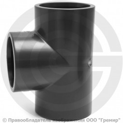 Тройник ПВХ клеевой серый Дн 63 90гр Ру-16 напорный Aquaviva