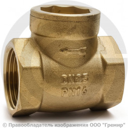 Клапан обратный поворотный латунный Ду-50 (2") Ру-16 ВР (ВН) (Т<110°С) латунь+EPDM Китай