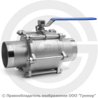 Кран нержавеющий AISI 316 (CF8M) трехсоставной под приварку Ду-100 (4") Ру-16 NK-BE100/6