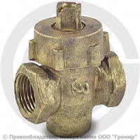 Кран латунный пробко-сальниковый Ду-25 (1") Ру-10 ВР (ВН) пробка комбинированная ККАЗ 11б6бк