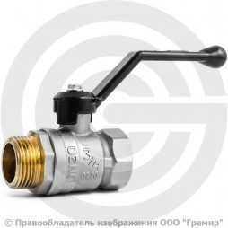 Кран латунный Ду-20 (3/4") Ру-40 ВР-НР (ВН-НАР) никель рычаг LD Pride 47.20.В-Н.Р.