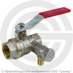 Кран латунный со спускником Ду-25 (1") Ру-25 ВР (ВН) никель полнопроходной рычаг Aquasfera 1012