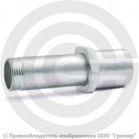 Сгон в сборе стальной оцинкованный L=150мм Ду-40 (1 1/2") в комплекте с чугунной муфтой и контргайкой КАЗ